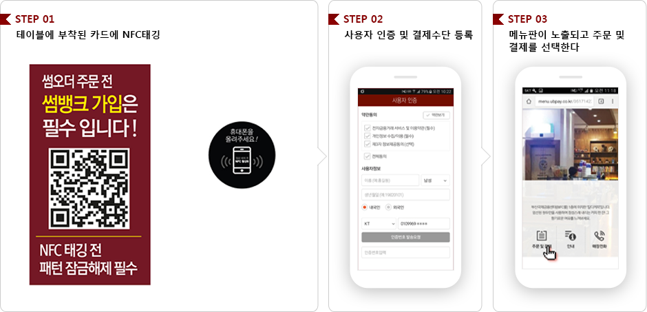 테이블 주문 방식 안내 step1~3. 자세한내용 하단 참고